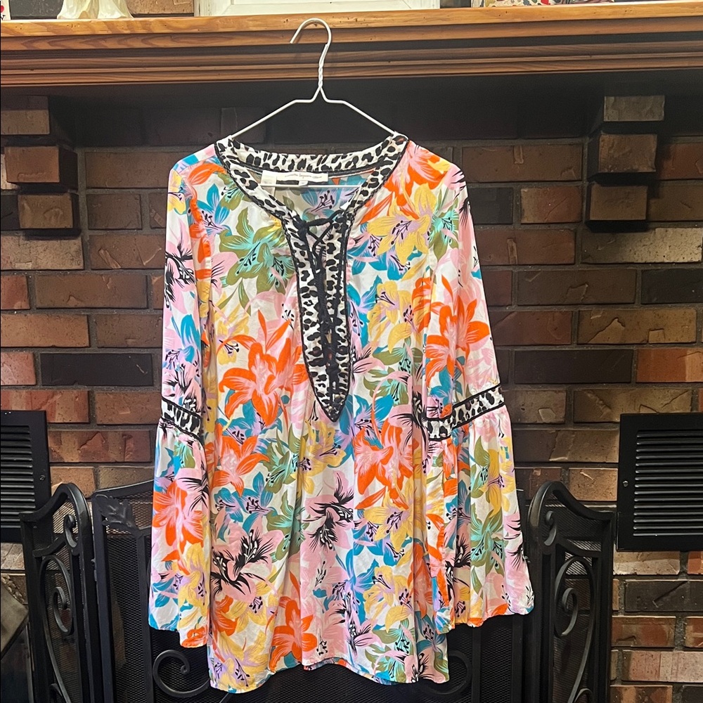 Nanette Lepore Multicolor Floral Beach cover up with Animal Print